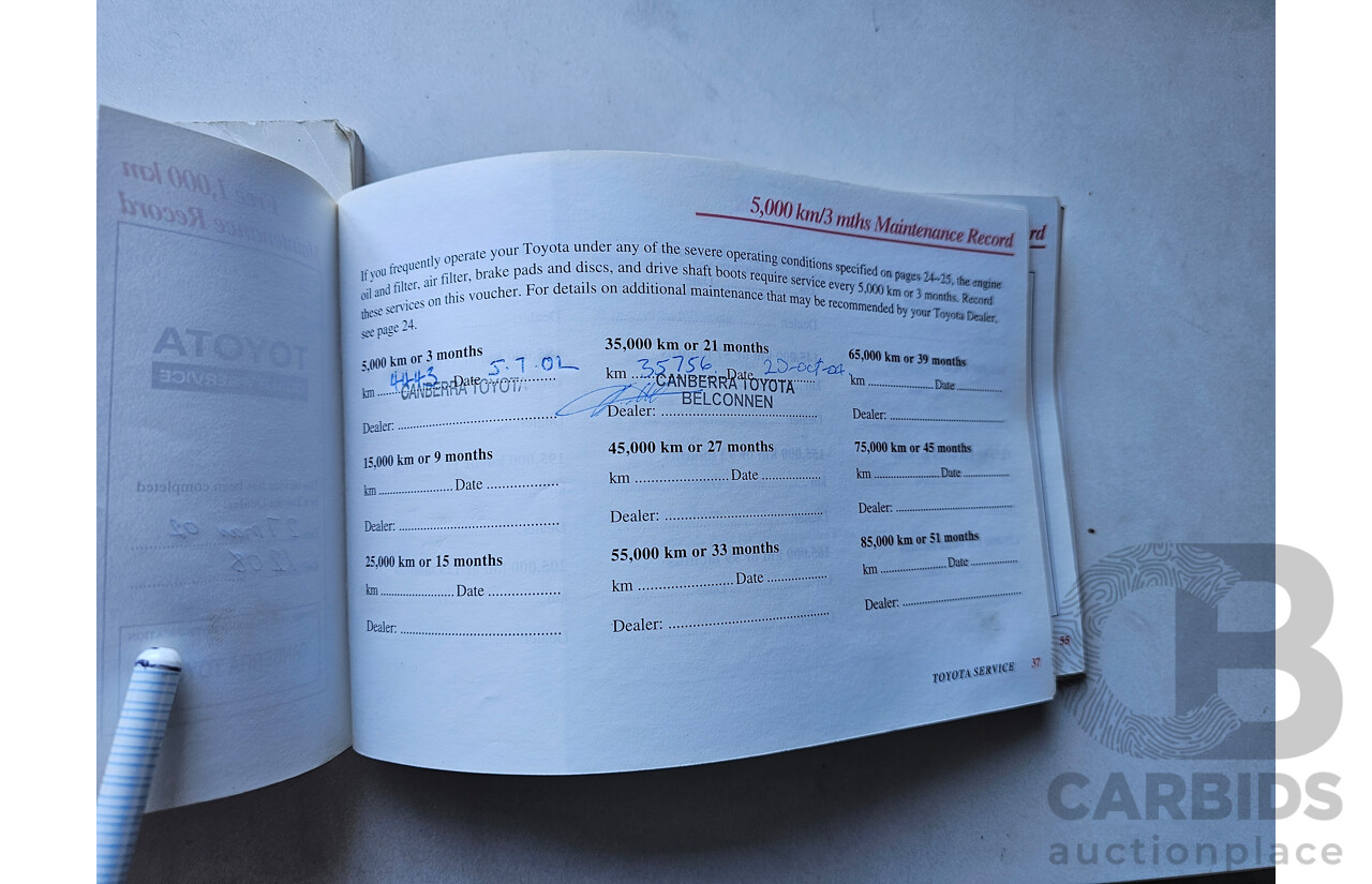 10/2001 Toyota Corolla Ascent ZZE122R 4d Sedan Blue 1.8L