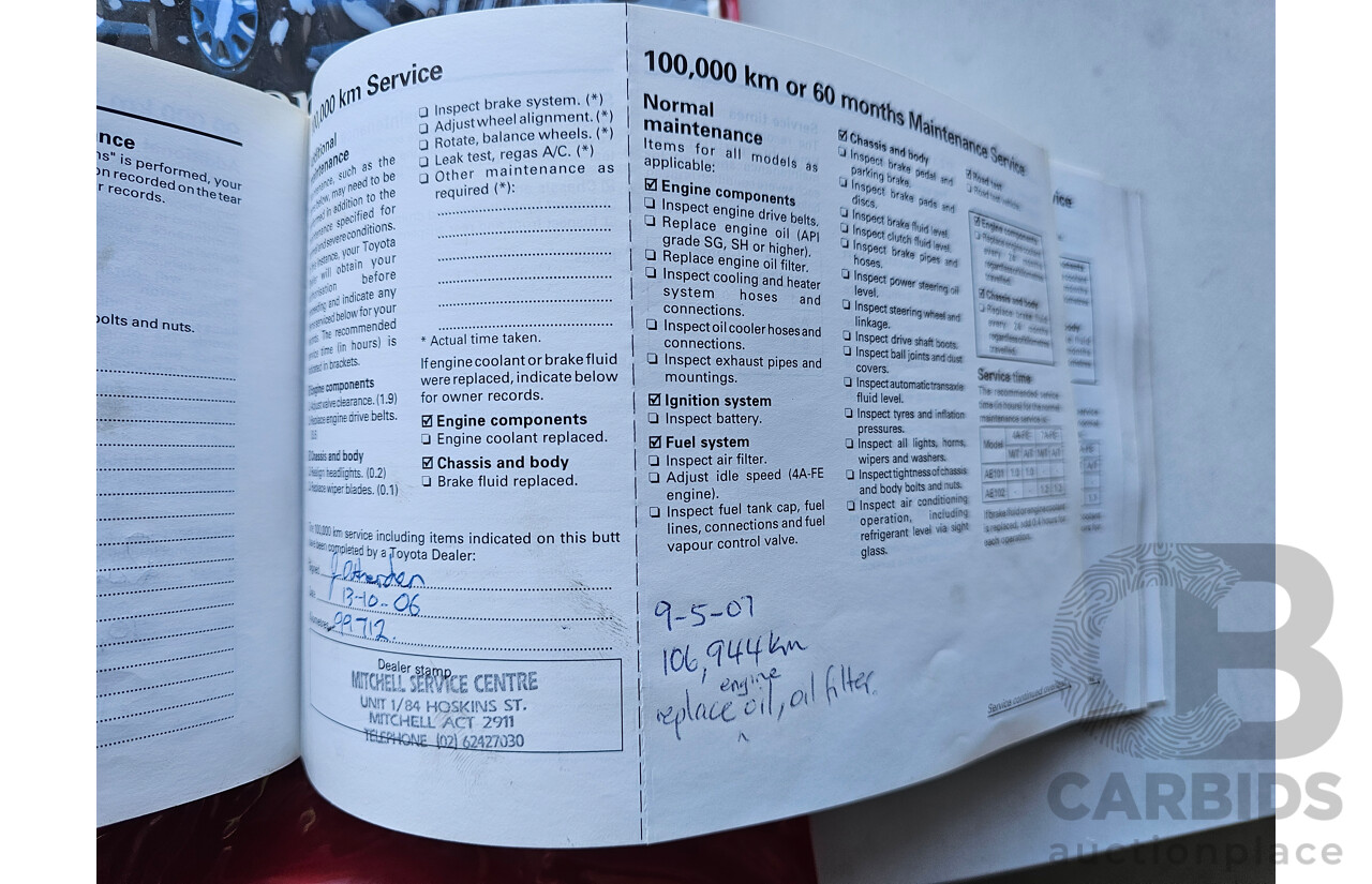 2/1999 Toyota Corolla CSi SECA AE101R 5d Liftback Blue 1.6L