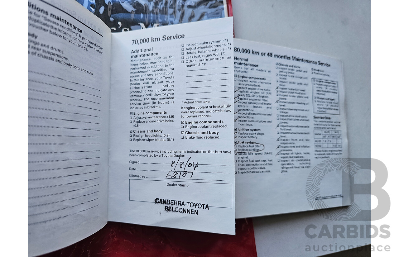 2/1999 Toyota Corolla CSi SECA AE101R 5d Liftback Blue 1.6L