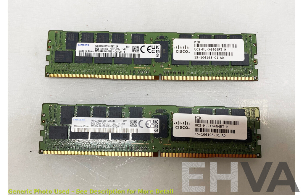 Samsung (M386A8K40DM2-CVFCO) 64GB ECC DDR4 RDIMM RAM - Lot of Two