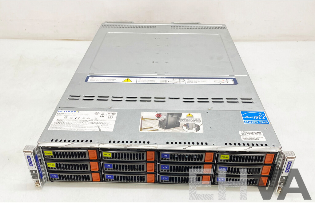 Nutanix (NXS2U2NL12G600) 2RU Dual-Node Server W/ 2x Dual Intel Xeon SILVER (4108) 1.8GHz-3.0GHz 8-Core CPU & 192GB DDR4 RAM Nodes