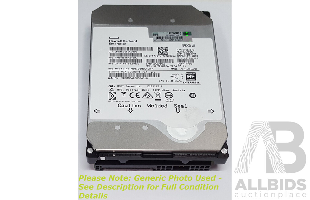 HP Enterprise 10TB SAS 3.5-Inch Hard Drive