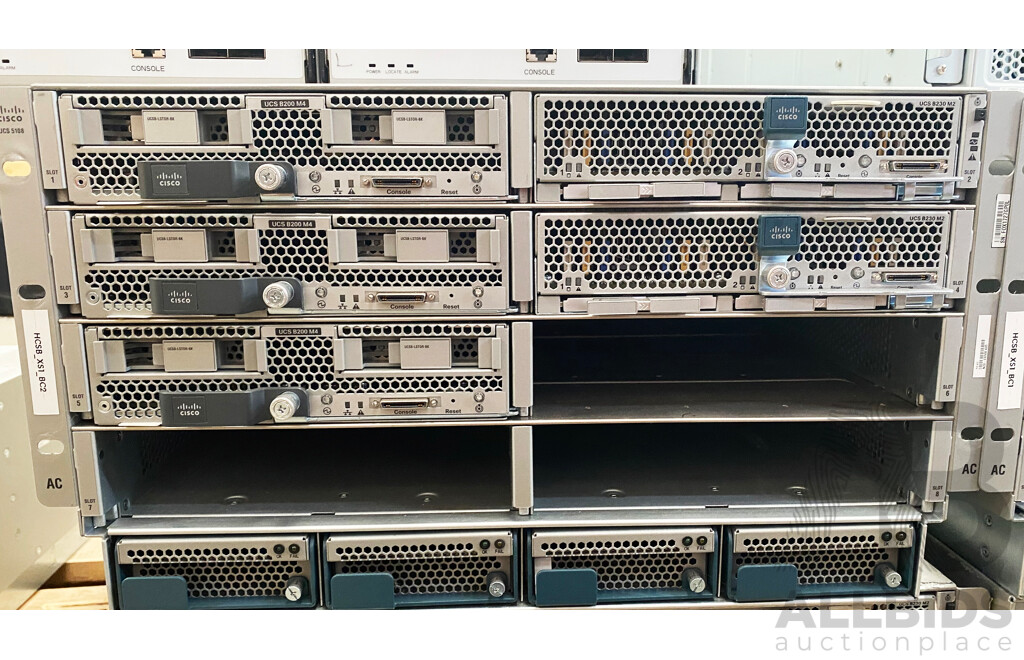 Cisco (UCS 5108) Server Chassis W/ 5x Cisco Intel Xeon Blade Servers