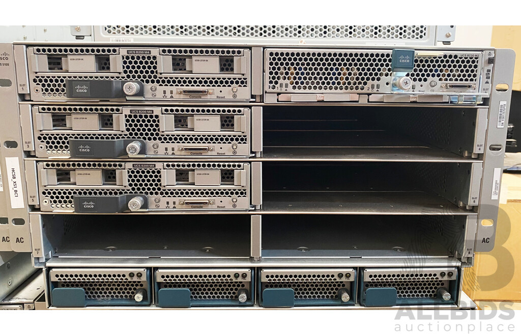 Cisco (UCS 5108) Server Chassis W/ 4x Cisco Intel Xeon Blade Servers