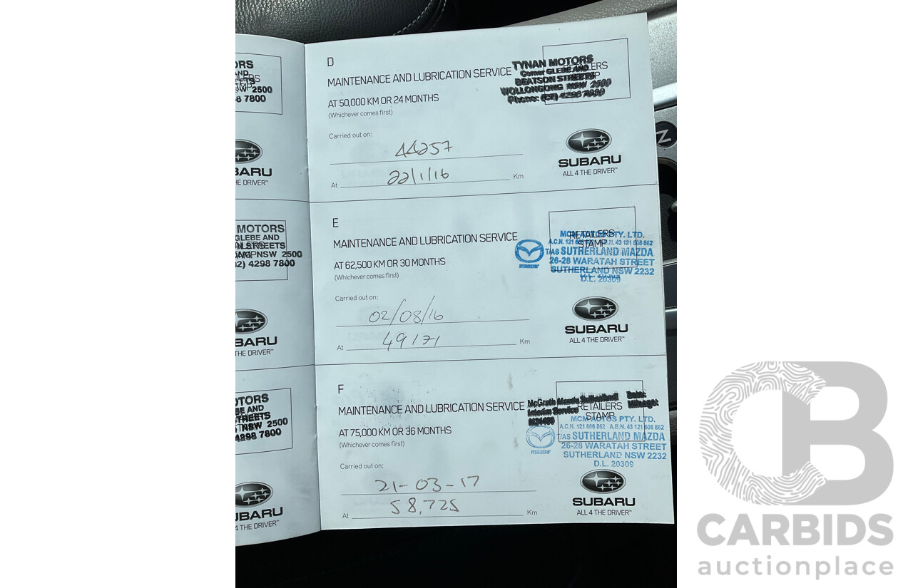 7/2013 Subaru Tribeca 3.6R Premium (AWD) MY13 4d Wagon White 3.6L - 7 Seater