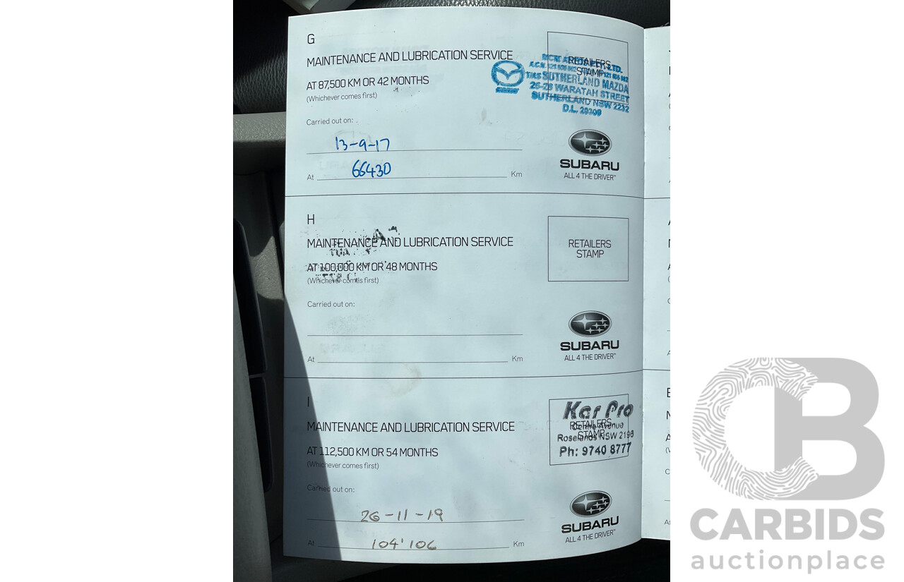 7/2013 Subaru Tribeca 3.6R Premium (AWD) MY13 4d Wagon White 3.6L - 7 Seater