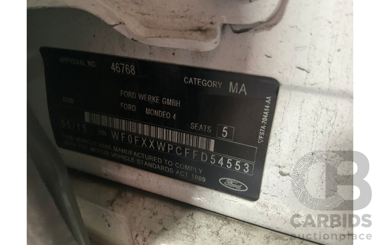 5/2015 Ford Mondeo Ambiente MD 4d Wagon White Turbo 2.0L