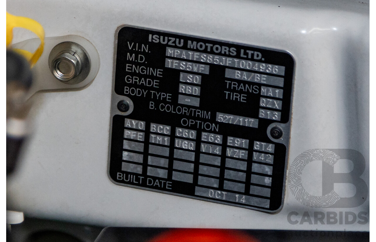 12/2014 Isuzu D-Max LS-U Hi-Ride (4x4) TF MY15 Crew Cab Utility White Turbo Diesel 3.0L