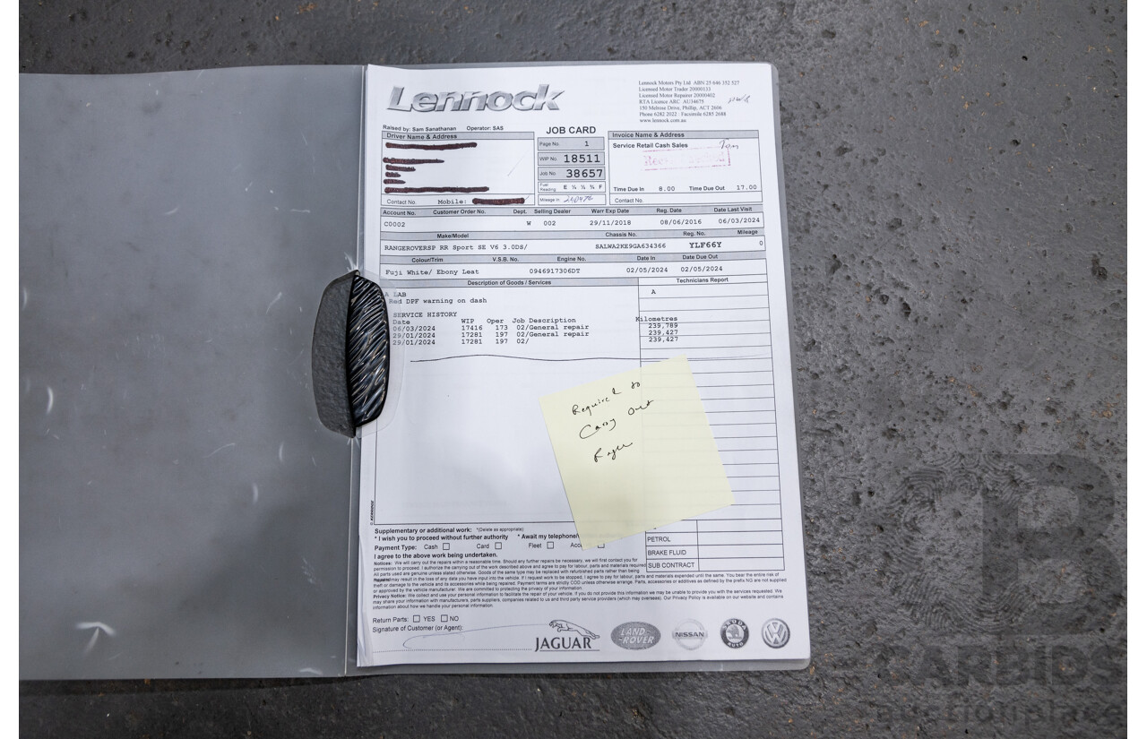 10/2015 Land Rover Range Rover Sport 3.0 SDV6 SE (AWD) LW MY15.5 4d Wagon Fuji White Twin Turbo Diesel V6 3.0L