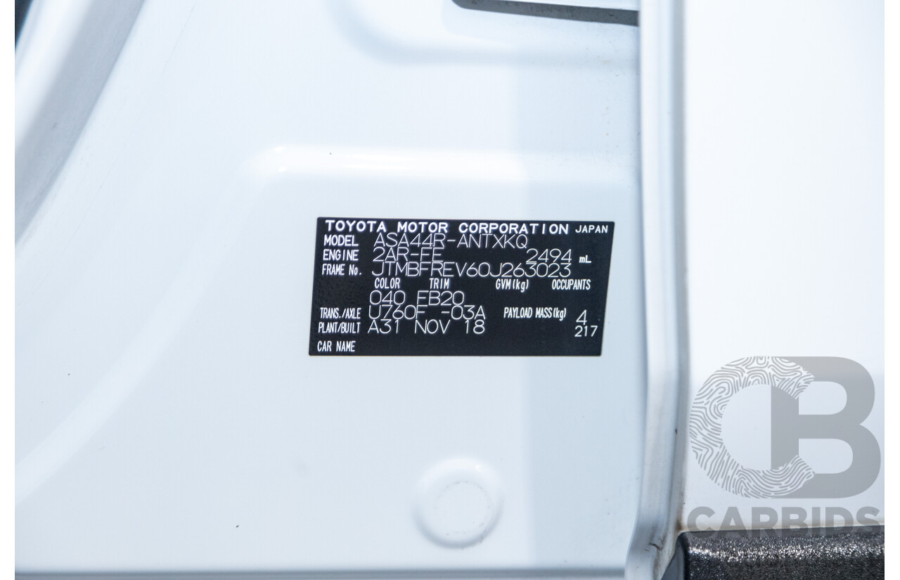 11/2018 Toyota Rav4 GX (AWD) ASA44R 4d Wagon White 2.5L