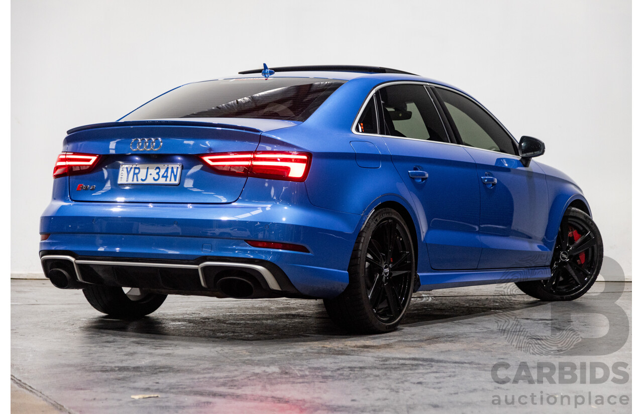 10/2017 Audi RS3 Quattro (AWD) MY18 8V 4d Sedan Ara Blue Crystal Pearl Turbo 2.5L - Modified Stage 2
