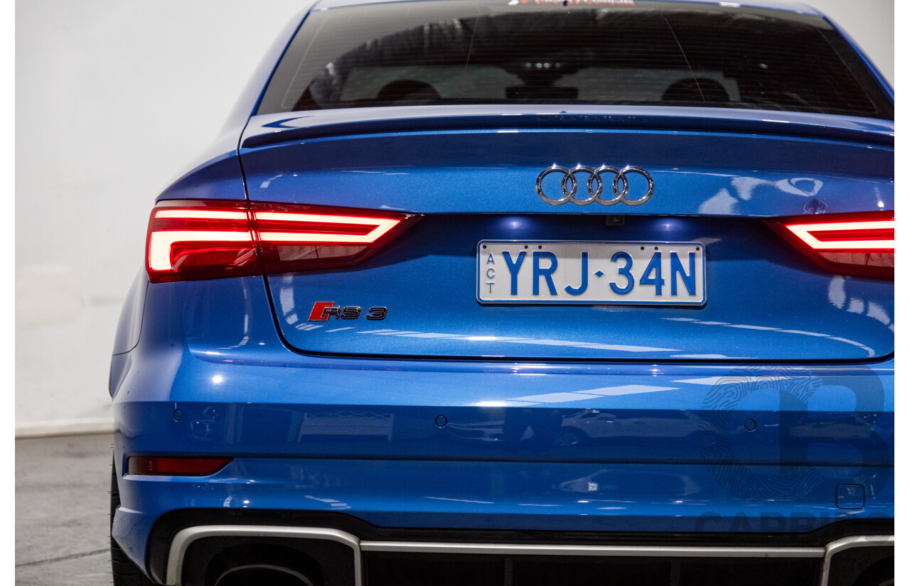 10/2017 Audi RS3 Quattro (AWD) MY18 8V 4d Sedan Ara Blue Crystal Pearl Turbo 2.5L - Modified Stage 2