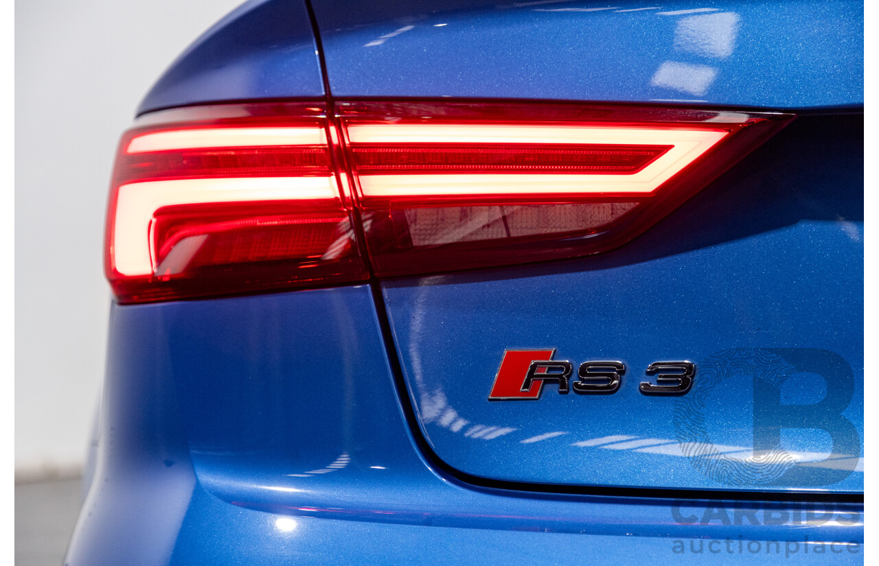 10/2017 Audi RS3 Quattro (AWD) MY18 8V 4d Sedan Ara Blue Crystal Pearl Turbo 2.5L - Modified Stage 2