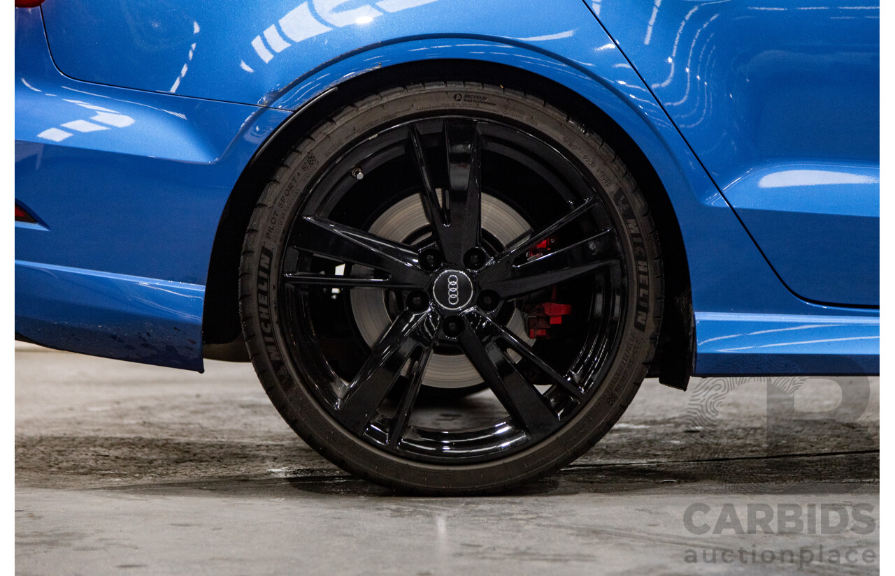 10/2017 Audi RS3 Quattro (AWD) MY18 8V 4d Sedan Ara Blue Crystal Pearl Turbo 2.5L - Modified Stage 2