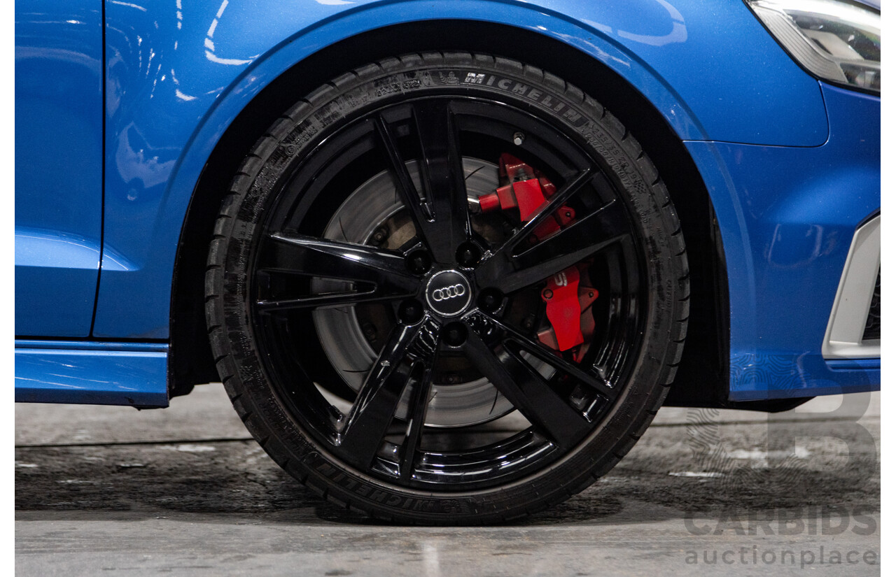 10/2017 Audi RS3 Quattro (AWD) MY18 8V 4d Sedan Ara Blue Crystal Pearl Turbo 2.5L - Modified Stage 2