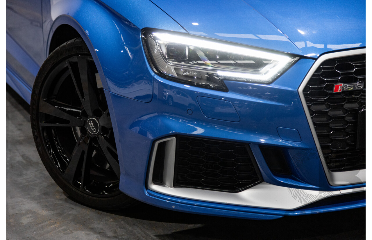 10/2017 Audi RS3 Quattro (AWD) MY18 8V 4d Sedan Ara Blue Crystal Pearl Turbo 2.5L - Modified Stage 2