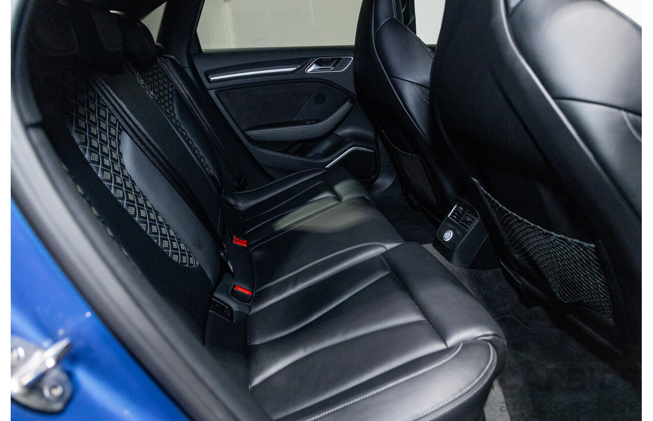 10/2017 Audi RS3 Quattro (AWD) MY18 8V 4d Sedan Ara Blue Crystal Pearl Turbo 2.5L - Modified Stage 2