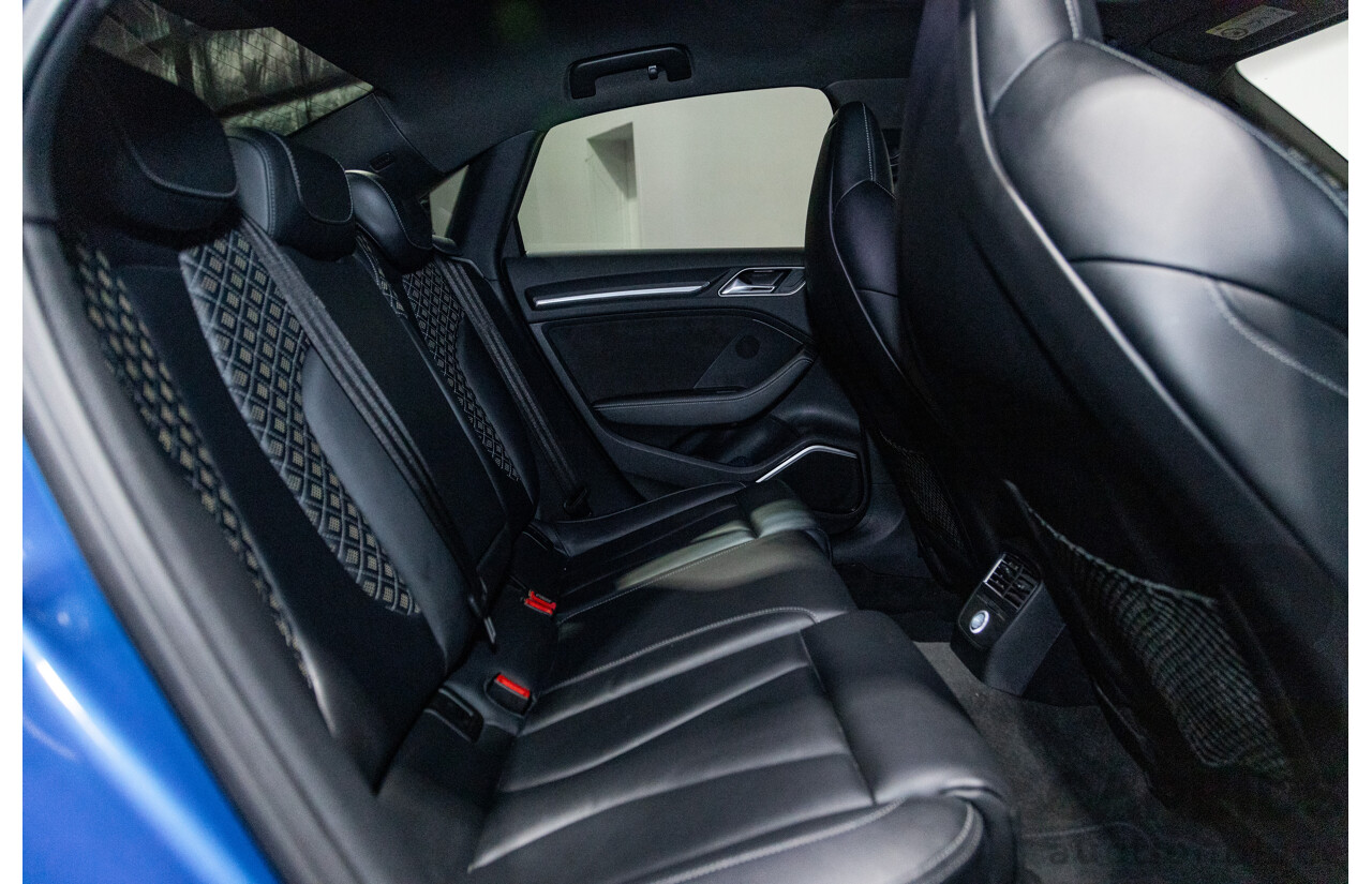 10/2017 Audi RS3 Quattro (AWD) MY18 8V 4d Sedan Ara Blue Crystal Pearl Turbo 2.5L - Modified Stage 2