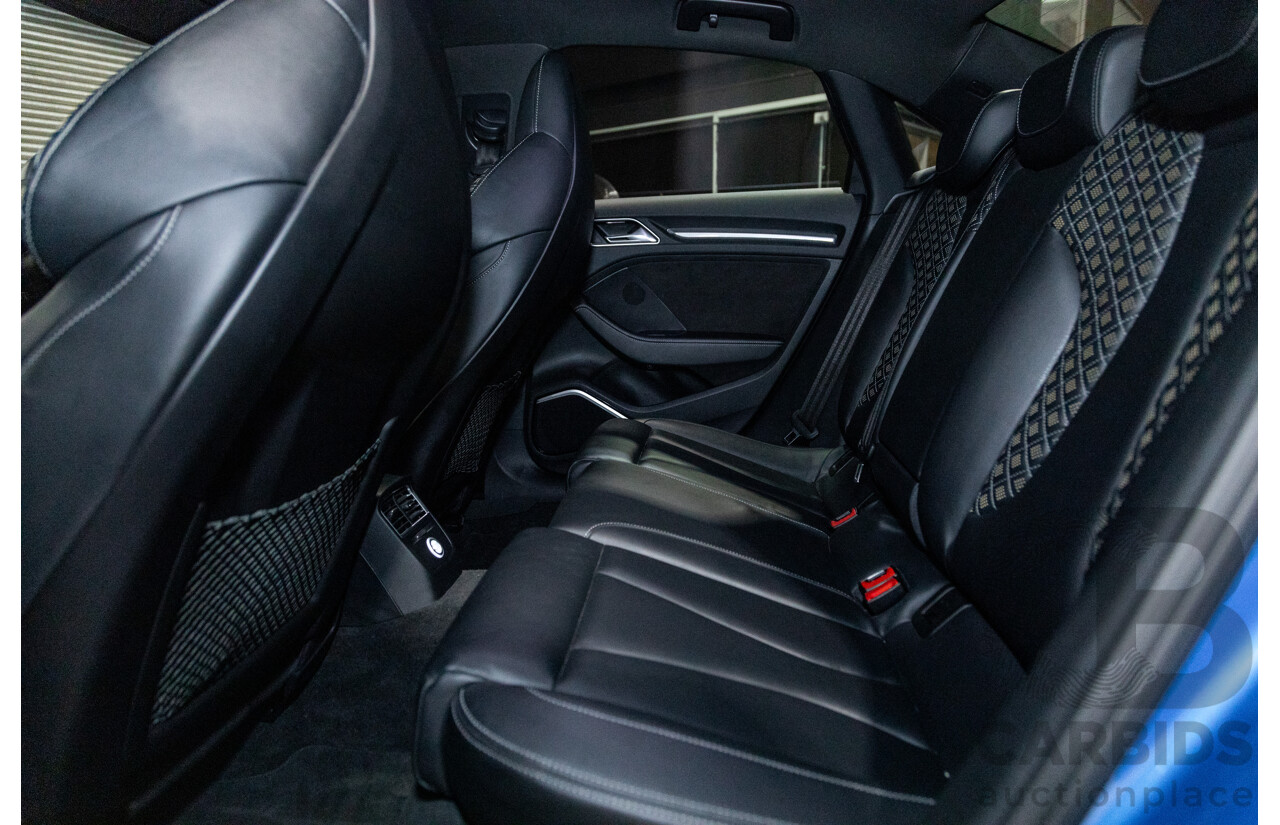 10/2017 Audi RS3 Quattro (AWD) MY18 8V 4d Sedan Ara Blue Crystal Pearl Turbo 2.5L - Modified Stage 2