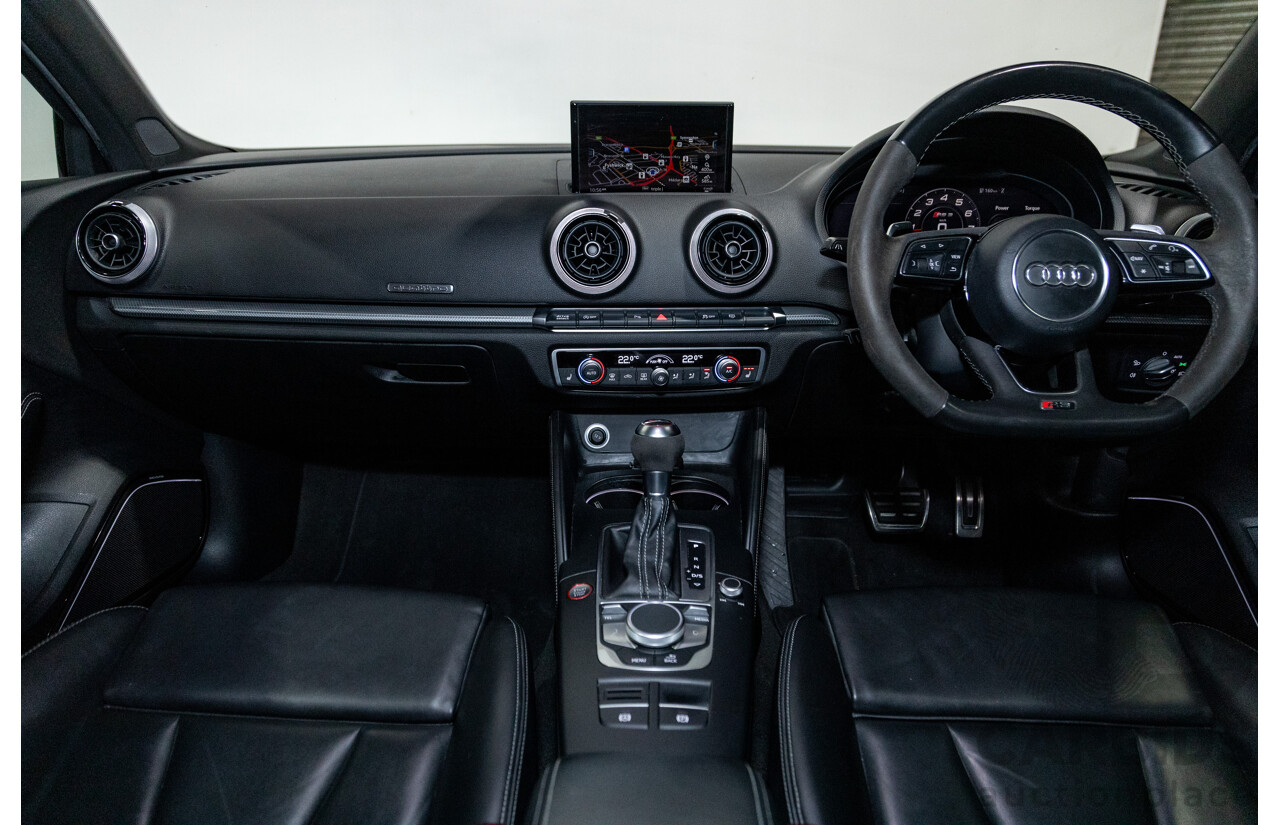 10/2017 Audi RS3 Quattro (AWD) MY18 8V 4d Sedan Ara Blue Crystal Pearl Turbo 2.5L - Modified Stage 2