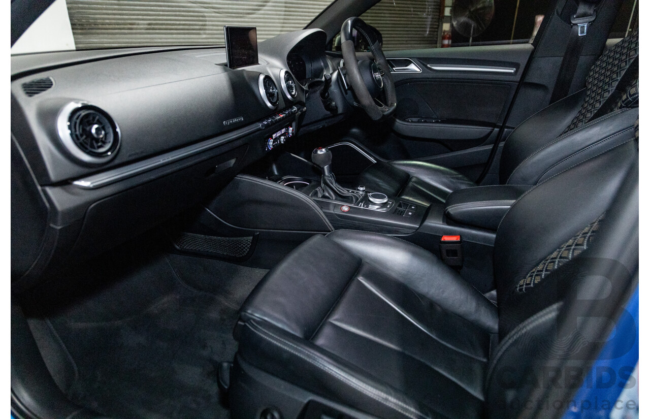 10/2017 Audi RS3 Quattro (AWD) MY18 8V 4d Sedan Ara Blue Crystal Pearl Turbo 2.5L - Modified Stage 2