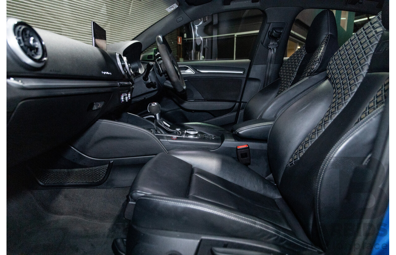 10/2017 Audi RS3 Quattro (AWD) MY18 8V 4d Sedan Ara Blue Crystal Pearl Turbo 2.5L - Modified Stage 2