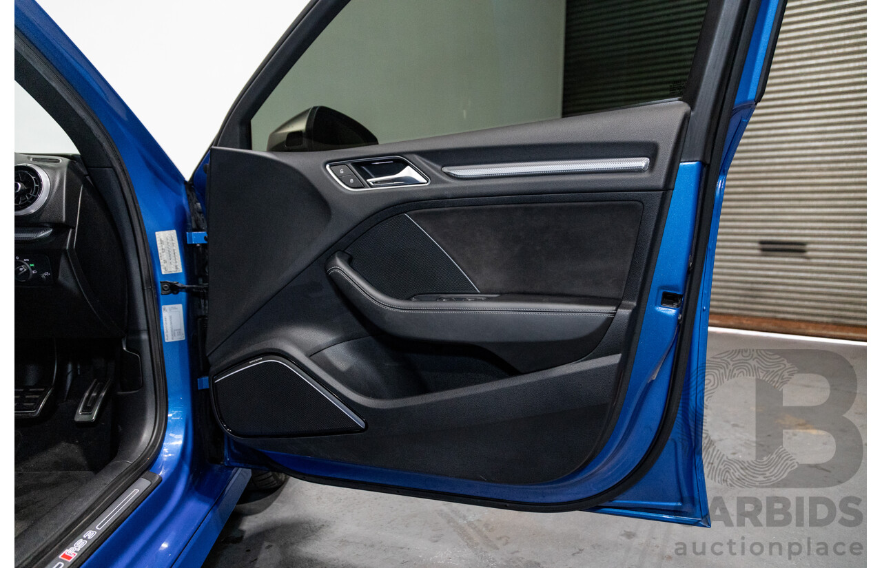 10/2017 Audi RS3 Quattro (AWD) MY18 8V 4d Sedan Ara Blue Crystal Pearl Turbo 2.5L - Modified Stage 2