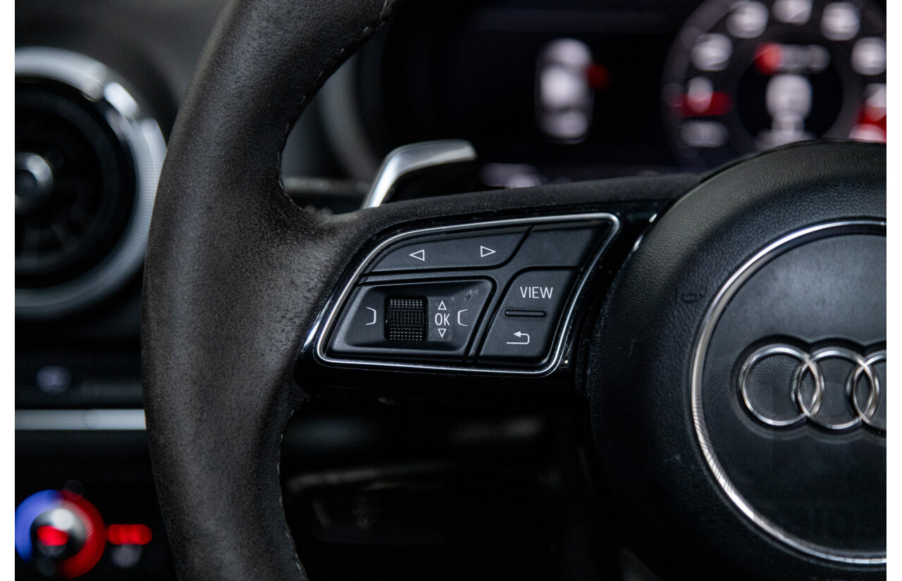 10/2017 Audi RS3 Quattro (AWD) MY18 8V 4d Sedan Ara Blue Crystal Pearl Turbo 2.5L - Modified Stage 2