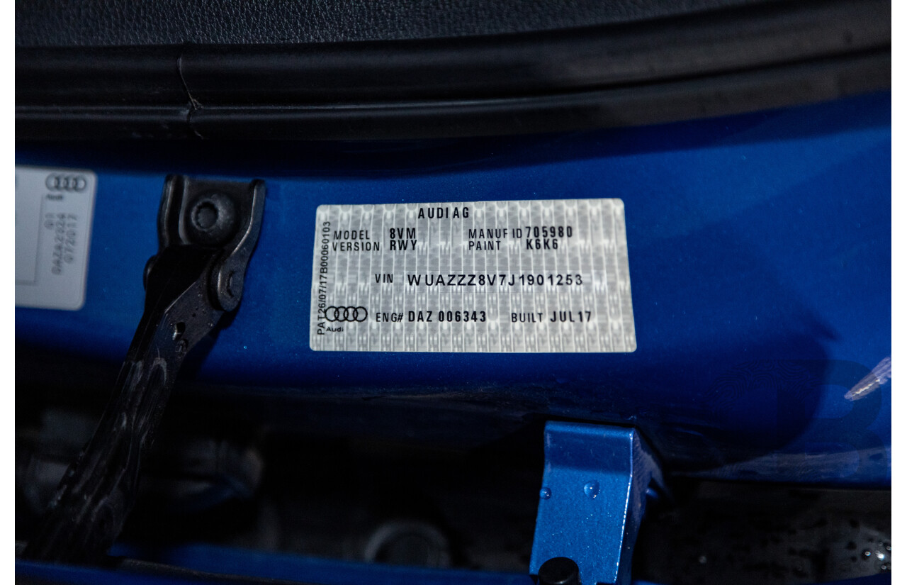 10/2017 Audi RS3 Quattro (AWD) MY18 8V 4d Sedan Ara Blue Crystal Pearl Turbo 2.5L - Modified Stage 2