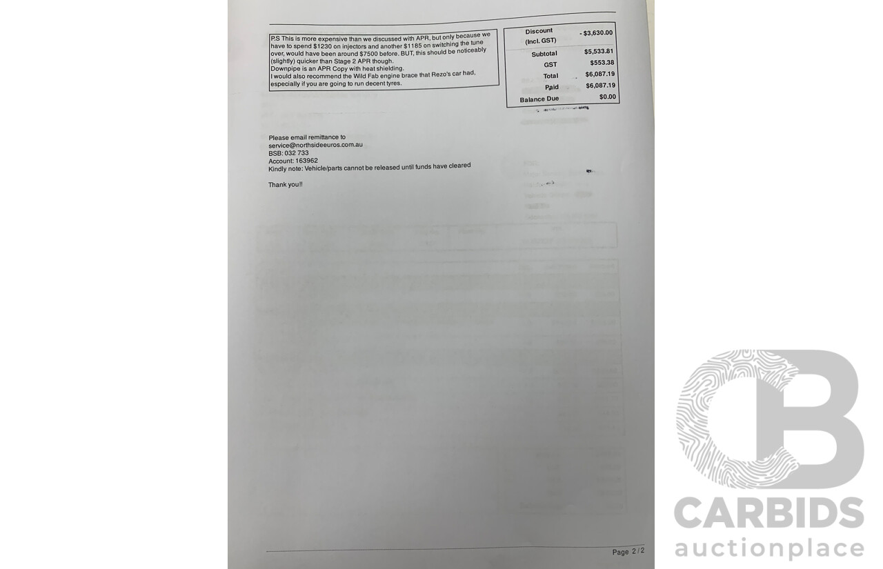 10/2017 Audi RS3 Quattro (AWD) MY18 8V 4d Sedan Ara Blue Crystal Pearl Turbo 2.5L - Modified Stage 2