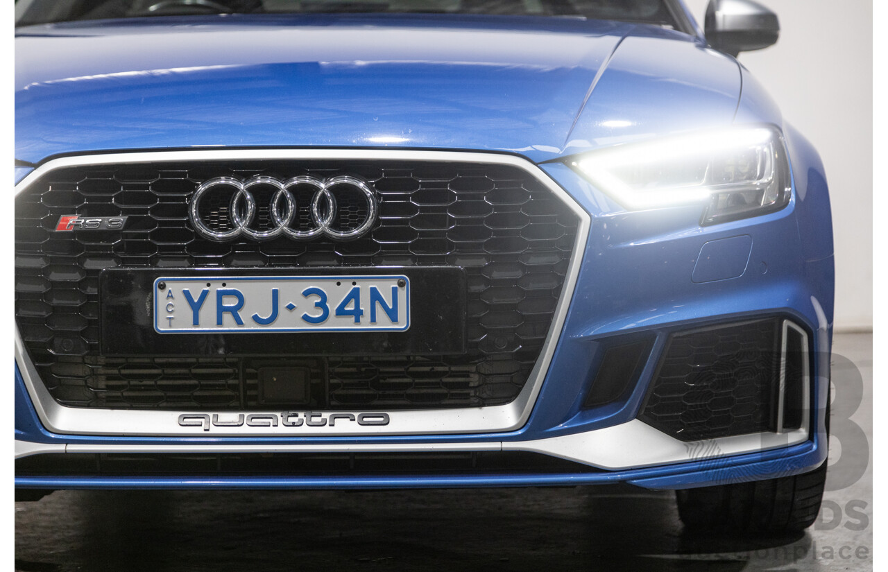 10/2017 Audi RS3 Quattro (AWD) MY18 8V 4d Sedan Ara Blue Crystal Pearl Turbo 2.5L - Modified Stage 2