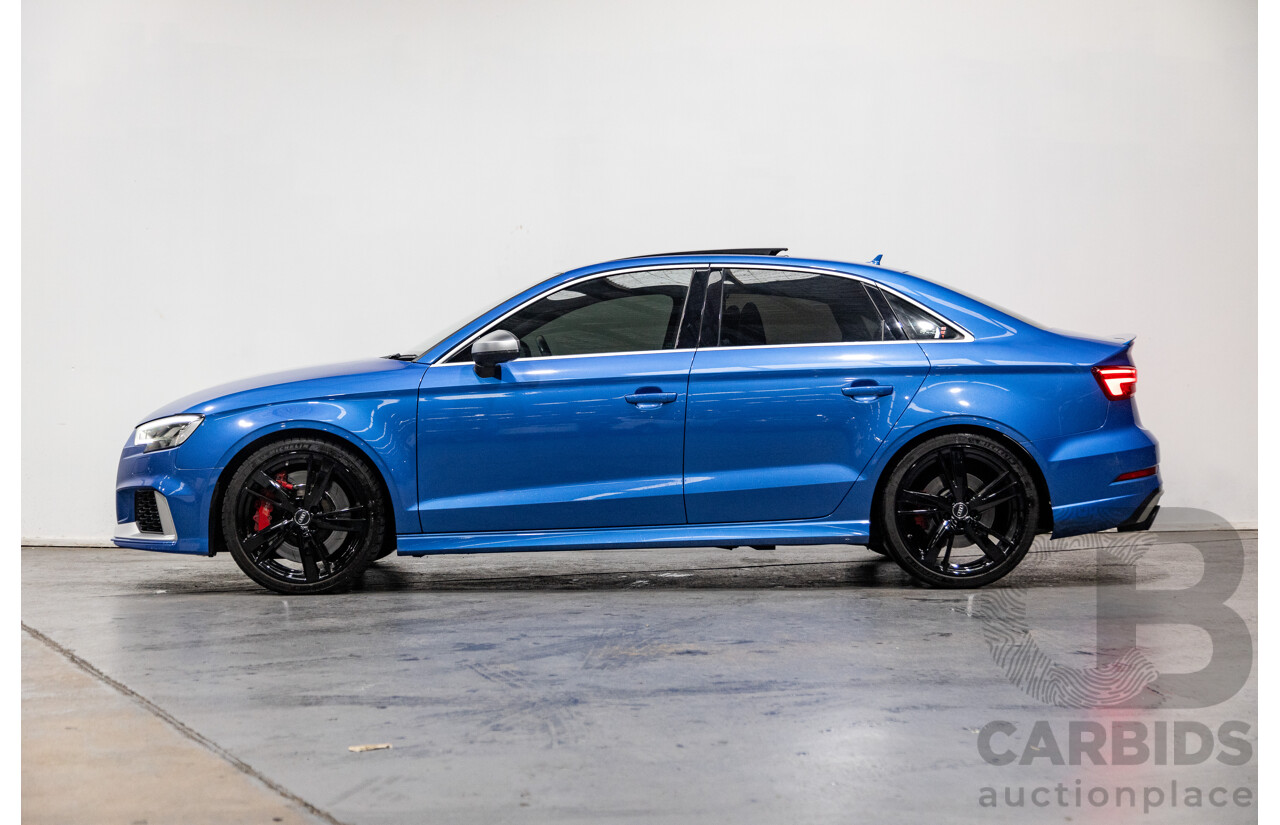 10/2017 Audi RS3 Quattro (AWD) MY18 8V 4d Sedan Ara Blue Crystal Pearl Turbo 2.5L - Modified Stage 2