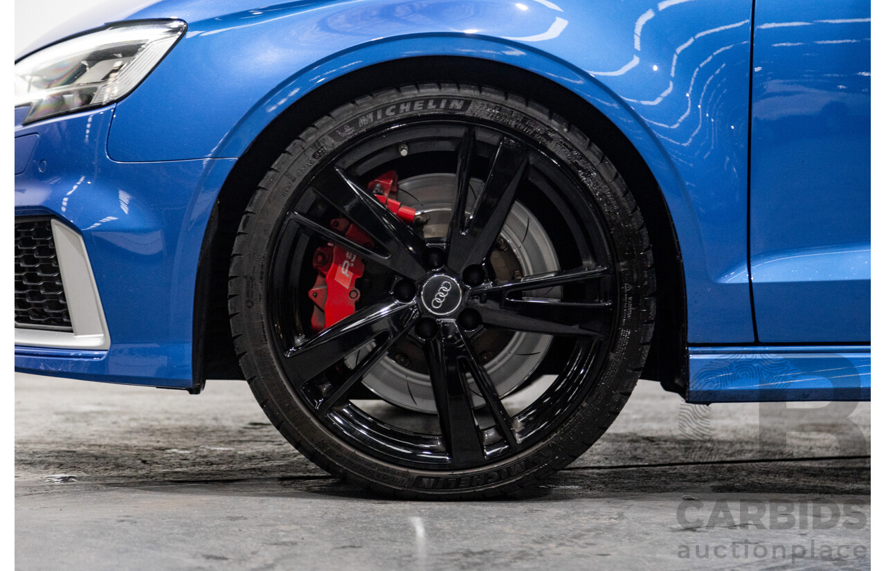 10/2017 Audi RS3 Quattro (AWD) MY18 8V 4d Sedan Ara Blue Crystal Pearl Turbo 2.5L - Modified Stage 2