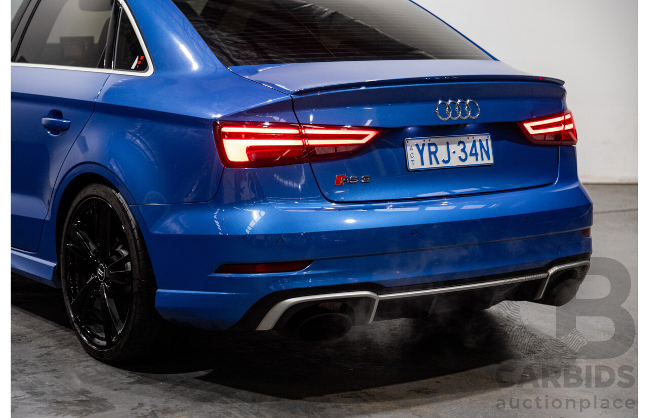 10/2017 Audi RS3 Quattro (AWD) MY18 8V 4d Sedan Ara Blue Crystal Pearl Turbo 2.5L - Modified Stage 2