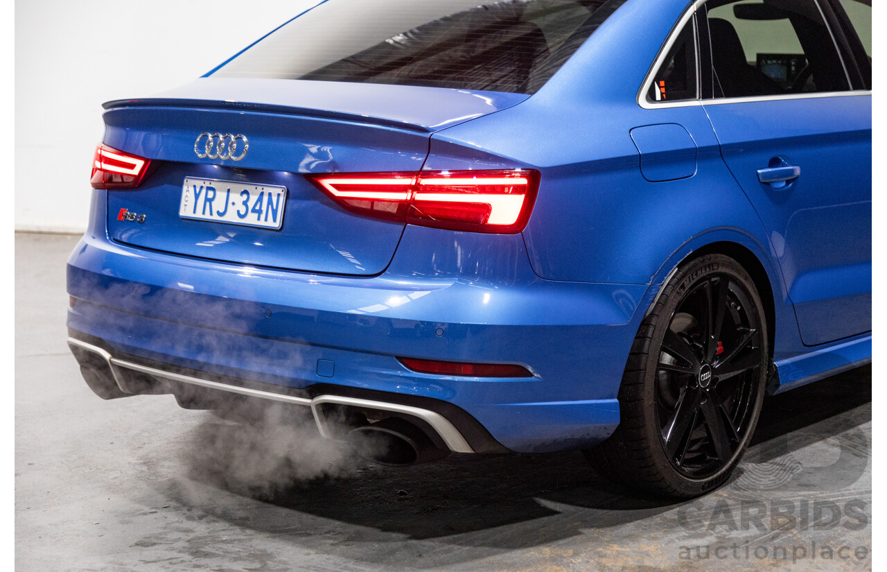 10/2017 Audi RS3 Quattro (AWD) MY18 8V 4d Sedan Ara Blue Crystal Pearl Turbo 2.5L - Modified Stage 2