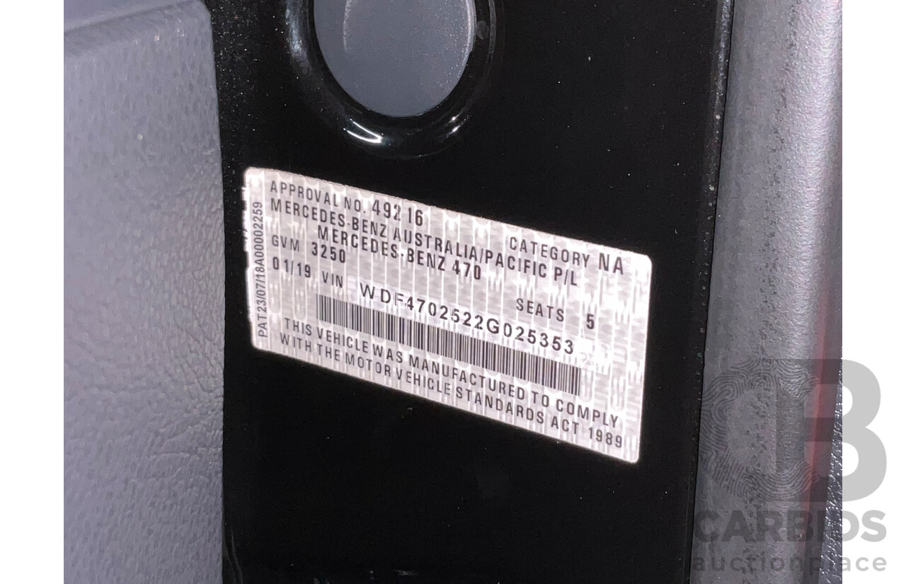 01/2019 Mercedes Benz X350d Power 4Matic (4x4) 470 4d Dual Cab Utility Kabara Black Metallic Turbo Diesel V6 3.0L