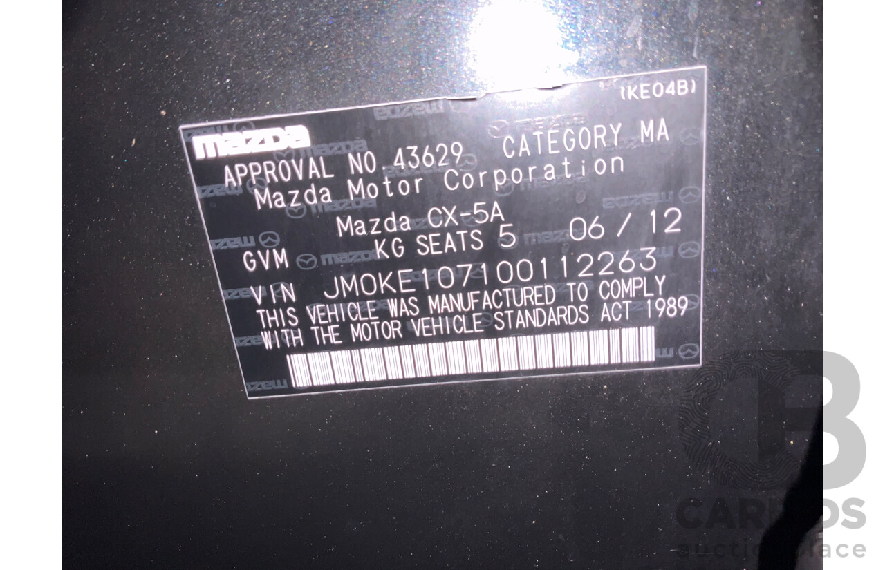 6/2012 Mazda CX-5 MAXX  4d Wagon Black 2.0L