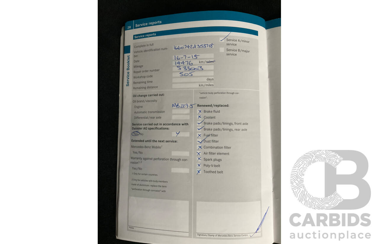 4/2014 Mercedes Benz ML63 AMG (4x4) W166 4d Wagon Diamond White Metallic Twin Turbo V8 5.5L