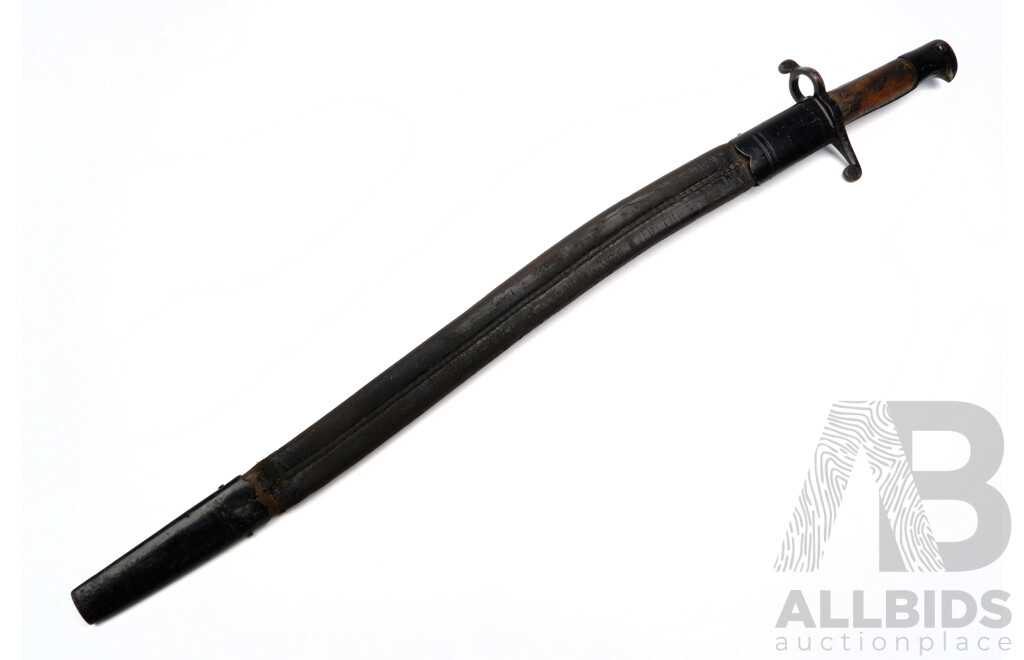 Antique British 1856 Enfield Yataghan Sword Bayonet with Leather Scabbard Civil War Era by Reeves
