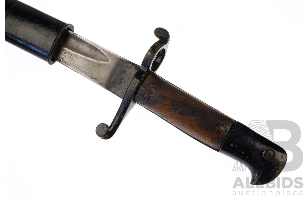 Antique British 1856 Enfield Yataghan Sword Bayonet with Leather Scabbard Civil War Era by Reeves