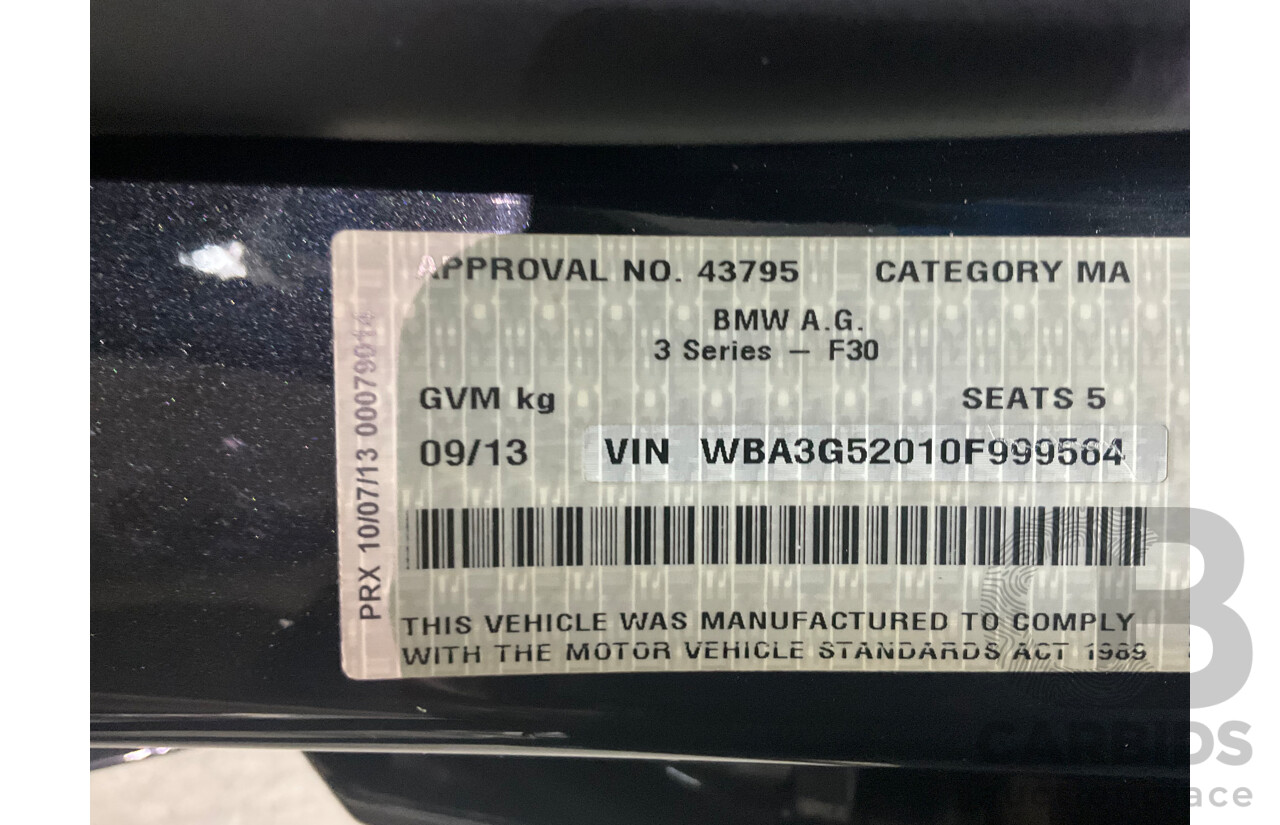 9/2013 BMW 328i Touring F31 4d Wagon Black Sapphire Metallic Turbo 2.0L