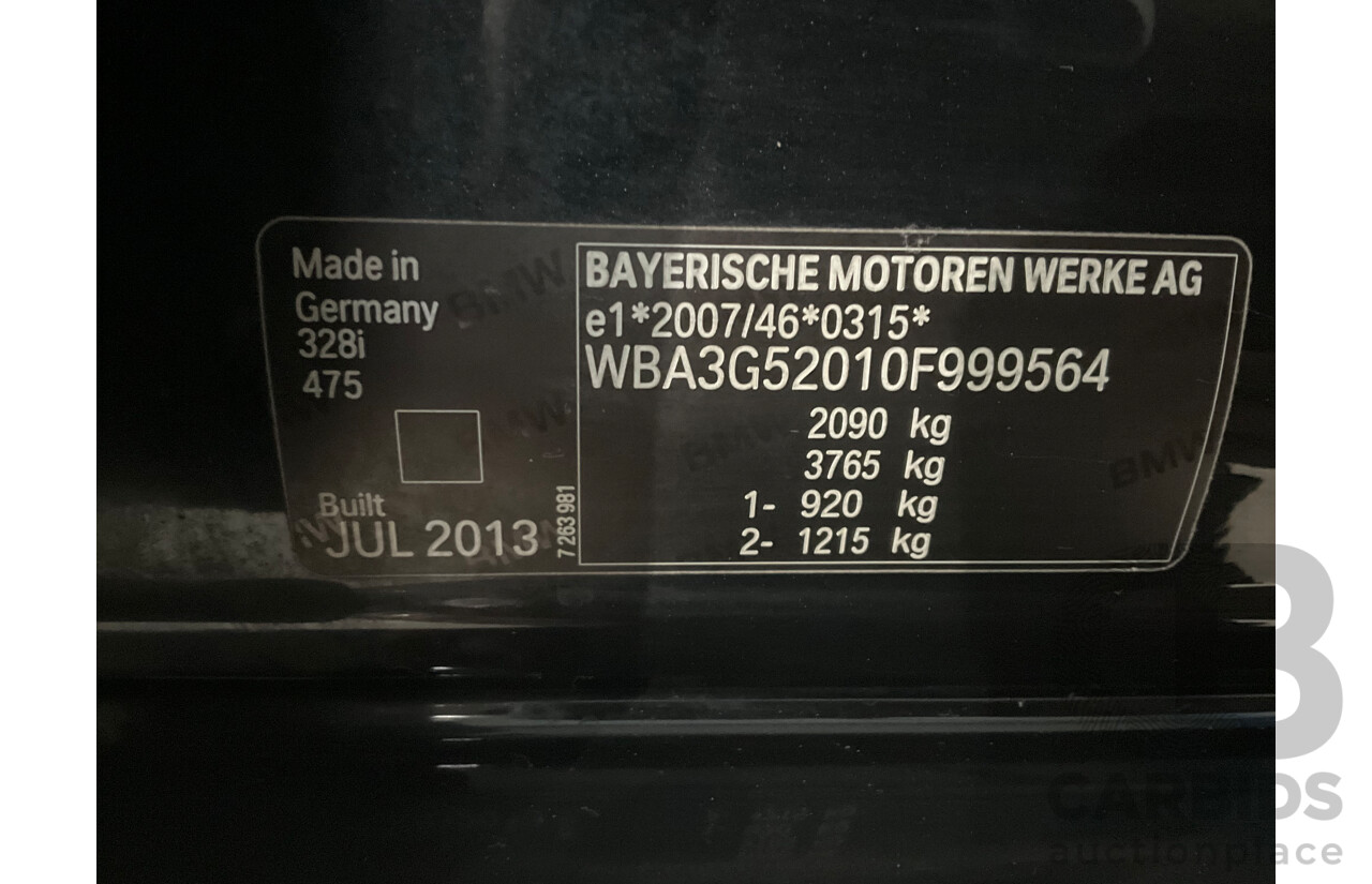 9/2013 BMW 328i Touring F31 4d Wagon Black Sapphire Metallic Turbo 2.0L