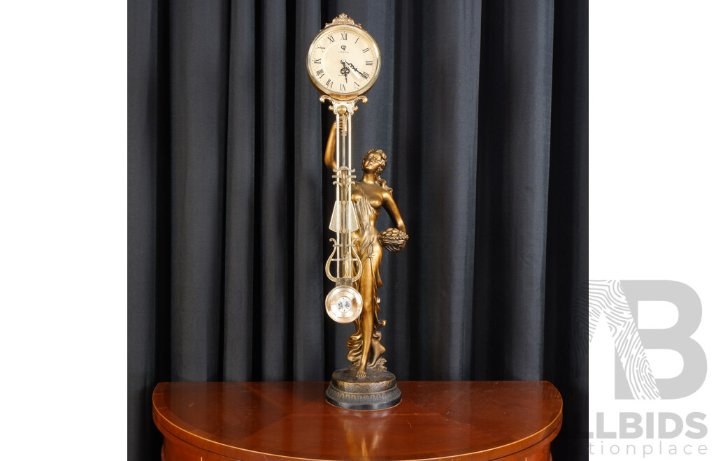Reproduction Figural Mantle Clock with Dial on Pendulum