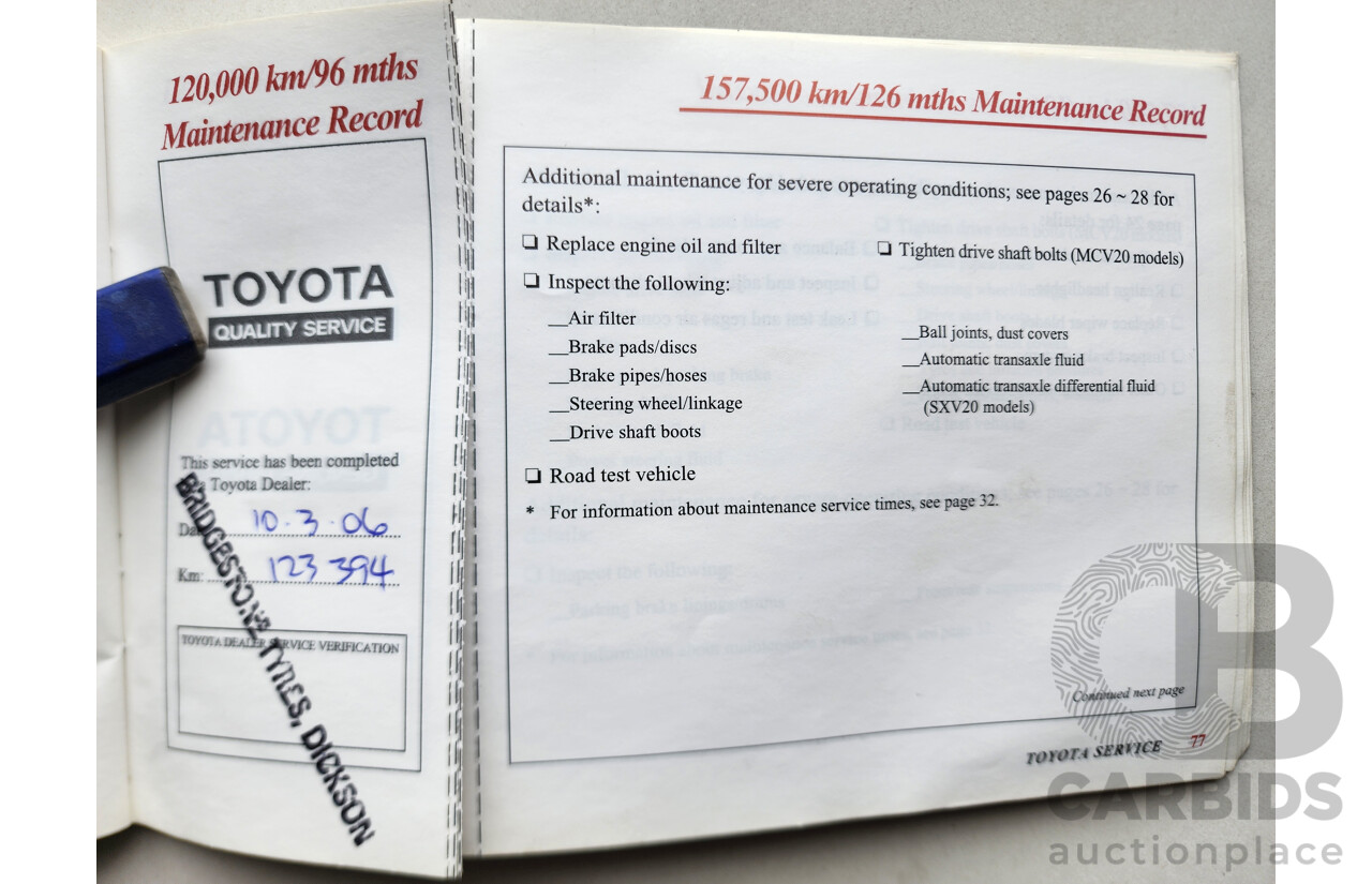 09/2000 Toyota Camry CSi FWD SXV20R 4D Wagon White 2.2L