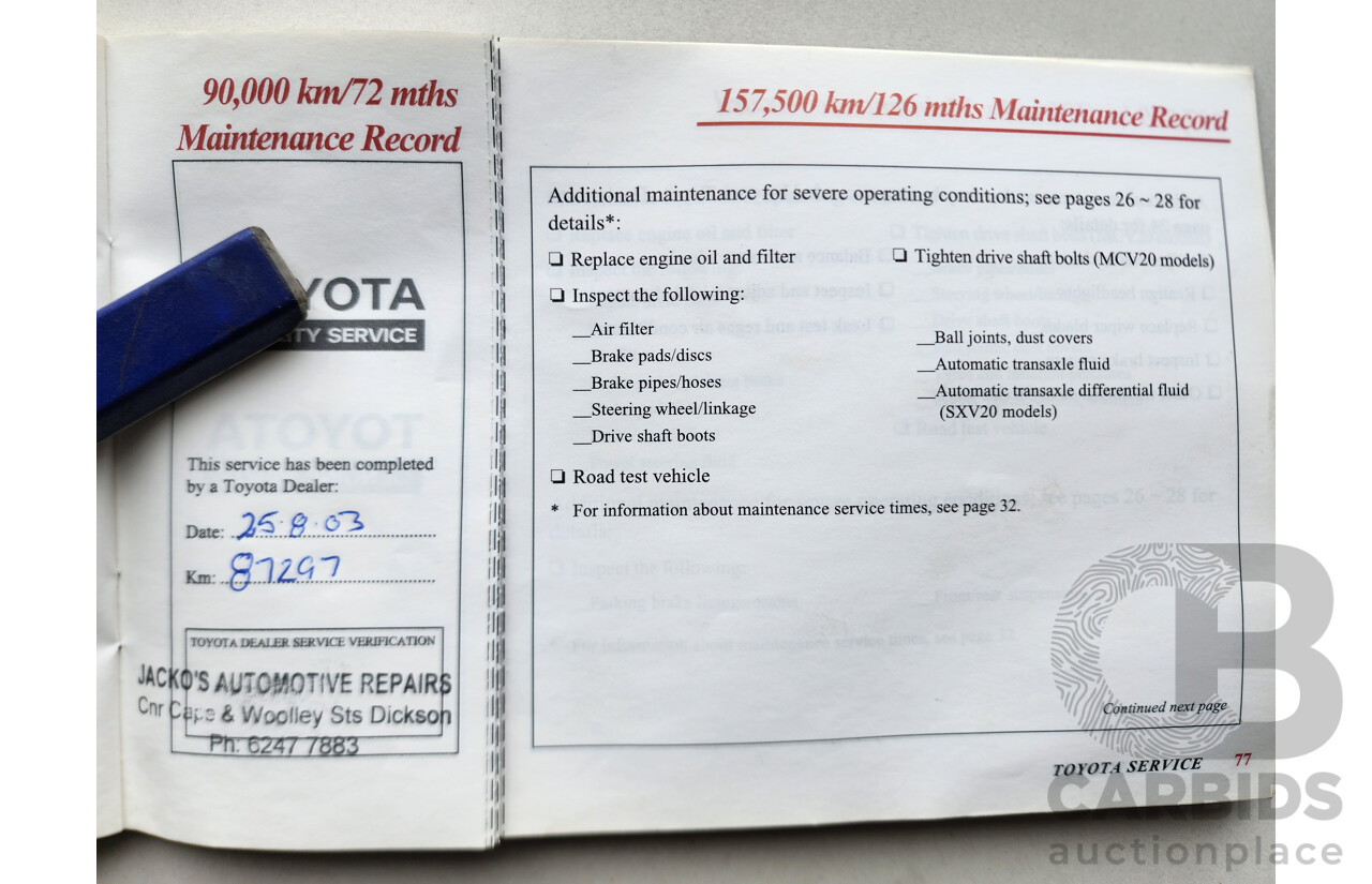 09/2000 Toyota Camry CSi FWD SXV20R 4D Wagon White 2.2L