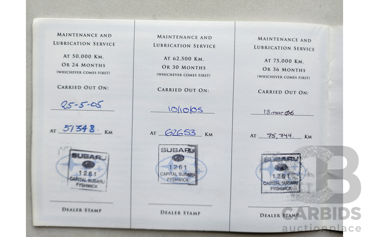 11/2002 Subaru Outback  AWD MY02 4D Wagon Green 2.5L