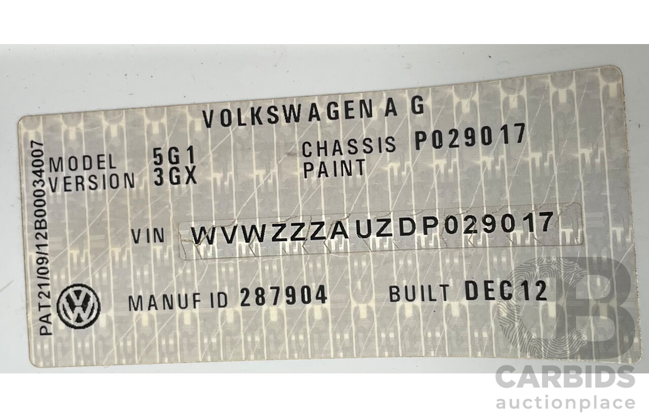 4/2013 Volkswagen Golf 90 TSI Comfortline MK7 AU 5d Hatchback White Turbo 1.4L