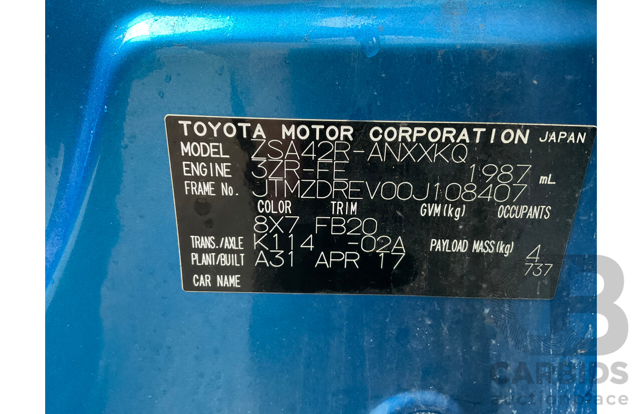 5/2017 Toyota Rav4 GX ZSA42R MY17 4d Wagon Metallic Blue 2.0L