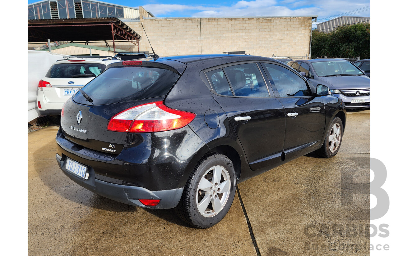 04/2012 Renault Megane DYNAMIQUE 1.5dCi FWD X32 5D Hatchback Black 1.5L