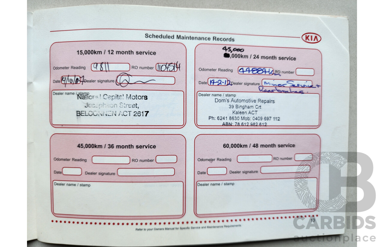 02/2006 Kia Cerato  FWD LD 4D Sedan Blue 2.0L